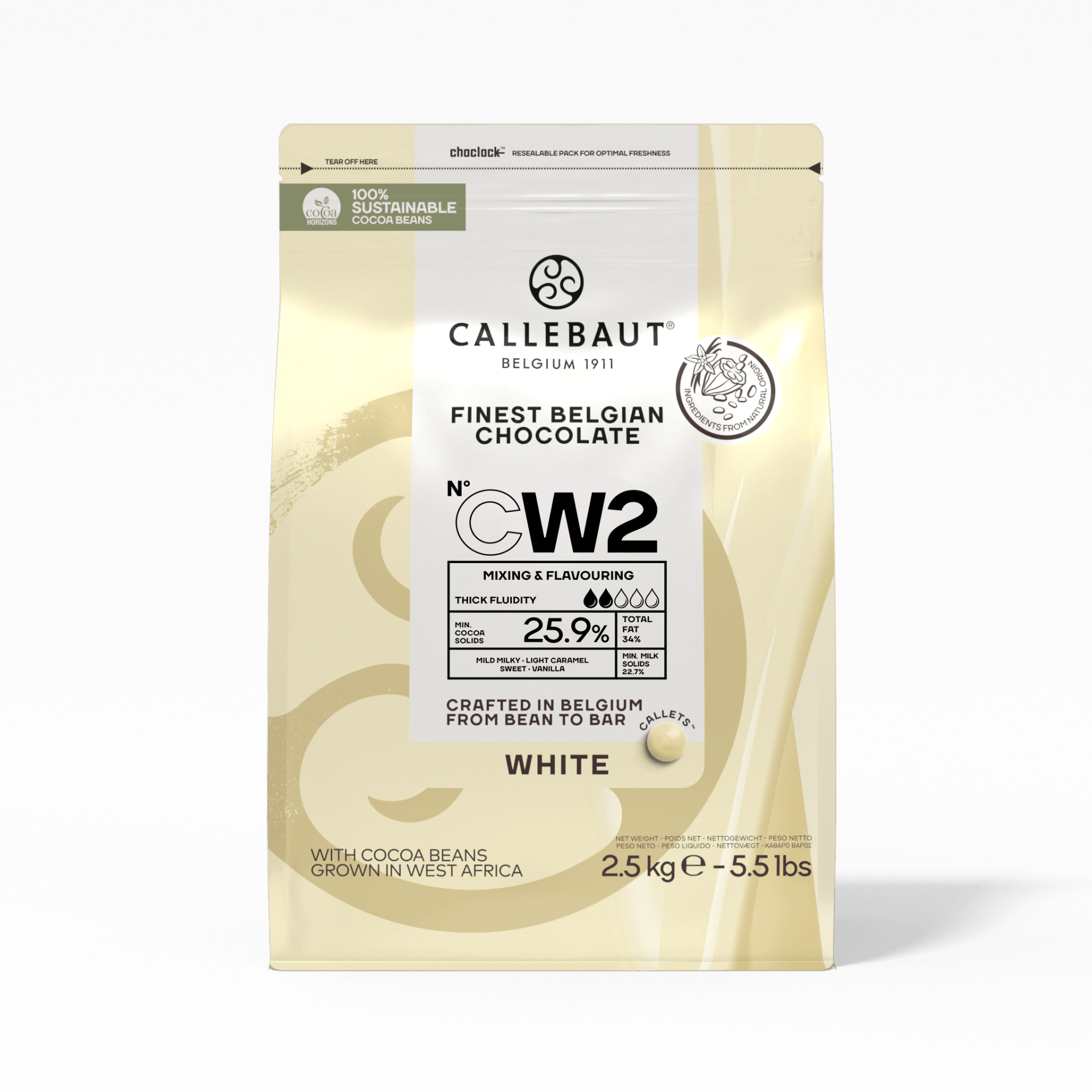 CALLETS CHOCO CW2 25.9% WHITE 2.5KG                                                                                                                                                                                                                                                                                                                                                                                                                                                                                                                                                                                                                                                                                                                                                                                              